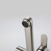 Robinet de lavabo mural en acier inoxydable 304, 2 trous, mitigeur d'eau chaude et froide pour cuisine familiale ou hôtelière