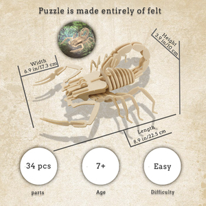 Puzzle en feutre 3D pour enfants, scorpion, jouet animal DIY, non tissé, léger, jeu éducatif, cadeau, différent de l'ensemble en bois - Product Image 4