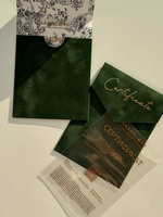 Enveloppe de certificat cadeau en velours de luxe avec doublure florale, invitations de mariage, logo en feuille d'or, carte PVC, bon cadeau pour spa, salon de beauté
