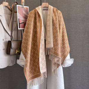 Hoge kwaliteit nieuwe winter warme dikke kasjmier sjaals dames luxe designer bedrukte wollen sjaal pashmina shawl dubbelzijdige stola's - Product Image 2