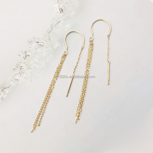 Pendientes de aros colgantes de oro de 18K para mujer, novedad, 1000 - Product Image 4