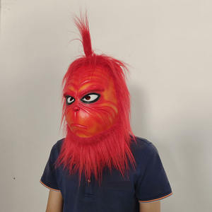 Masque en peluche de <span class=keywords><strong>cosplay</strong></span> de monstre rouge, masque en latex pour décoration de Noël, masque intégral pour la tête, masque rouge de <span class=keywords><strong>Grinch</strong></span> - Product Image 2