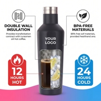 Bouteille d'eau en acier inoxydable à double paroi isolée sous vide 500 ml sans BPA, anti-fuite, tasse droite, gourde de sport et de voyage
