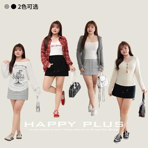 Jupe courte tendance en tissu éponge pour femme grande taille, noire unie, taille élastique N9112, coupe décontractée ample - Product Image 5