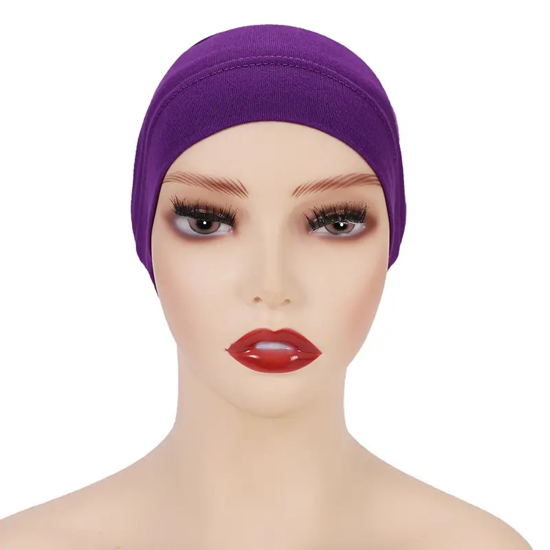 2023 Hot selling Muslim women Arabian scarf beanie multifunctional plain color Inner Hijab Cap