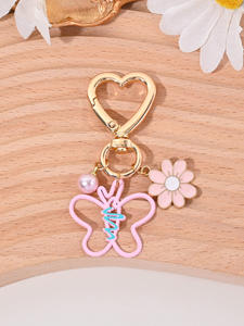 Llavero de Metal con Colgante de Perla y Mariposa con Llama de Amor, Estilo Dulce y Lindo, Decoración de Bolsos, Moda, Venta al por Mayor - Product Image 6