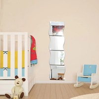 Self Adhesive High Quality Reflective Wavy Acrylic Mirror Wall Decor Frameless Tiles for Bedroom Livingroom and Home Decor