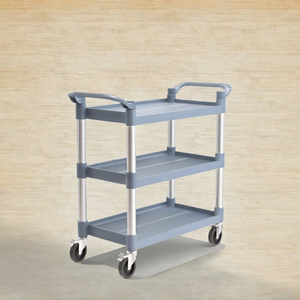 รถเข็นบริการอุปกรณ์ครัวโรงแรมแบบมีประตู รถเข็นส่งอาหารพลาสติก 3 ชั้น พร้อมแผงปิด - Product Image 3