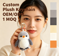 Porte-clés en peluche personnalisé, mini pingouin gris, jouet en peluche, design personnalisé, porte-clés en peluche souple, pendentif de sac pour promotion