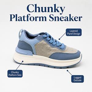 Sneakers da donna con plateau spesso, design a pannelli a strati, in velluto a coste e camoscio, con suola a blocchi, <span class=keywords><strong>scarpe</strong></span> casual alla moda - Product Image 3
