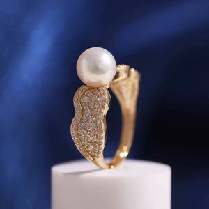 อุปกรณ์ทำเครื่องประดับมุก DIY 10724 แหวนเงินแท้ S925 พร้อมฐานสำหรับใส่ลูกปัดกลมขนาด 11-13 มม. อะไหล่และอุปกรณ์ทำเครื่องประดับเงินแฟชั่น - Product Image 2