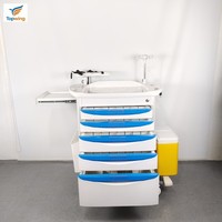 Chariot d'urgence médical professionnel moderne en ABS et aluminium, chariot de secours, mobilier hospitalier, chariot de gymnastique à 5 tiroirs pour USI