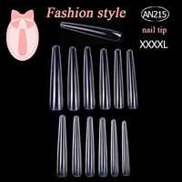 TSZS ABS Extra Long 4XL Ballerina Nail Tips Clear Natural Full Cover Fingernail Tips 12 Sizes Artificial Nails for Extension