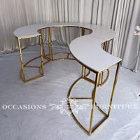 Table ronde de buffet de mariage en acier inoxydable blanc fabriquée par Occasions Furniture