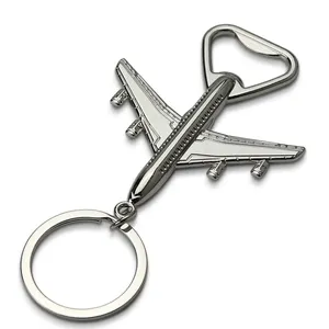 2018 novelty aircraft opener keyring 3D airplane metal beer opener keychain Airline promotional gift