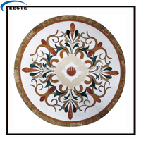 Mosaïque de marbre poli pour sols, motif floral en jet d'eau, parquet