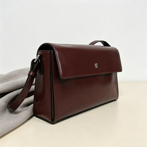 Wine Red Glossy Leather Flap <b>Purse</b>, Rectangular Shape Adjustable Shoulder Strap Daily Shoulder Bag - Product Image 3