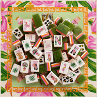 Tuiles de Mahjong américaines en acrylique à motif animalier naturel et tapis de Mahjong en tissu assorti
