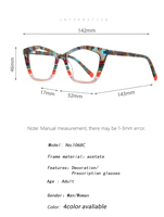 Acétate Fashion Cat-eye Lunettes plates pour femmes Personnalité européenne et américaine Couleur contrastée Lunettes à assiettes haut de gamme