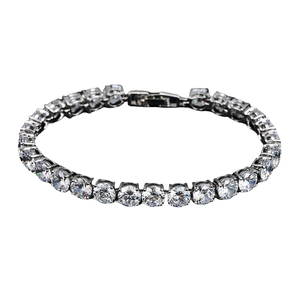 Bracelet de tennis en laiton plaqué or de style classique avec forme géométrique en zircon cubique <span class=keywords><strong>champagne</strong></span> et vert et finition dorée chic - Product Image 1