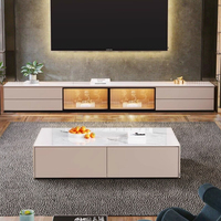 Meuble TV de luxe moderne en dalle de roche, ensemble de tables basses lumineuses, meubles en bois extensibles pour la maison, petite chambre, salon, LED