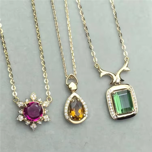 SGARIT เครื่องประดับอัญมณีชั้นดี จี้ทองคำขาว 14k/18k แบบสั่งทำพิเศษ ประดับด้วยทัวร์มาลีนธรรมชาติ สร้อยคอจี้สำหรับผู้หญิง - Product Image 1