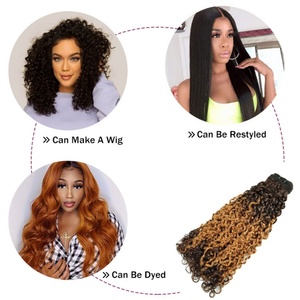 Vente en gros T4/30 à double tirage pour Pixie Curl Paquets de cheveux indiens bruts Remy Hair Grade Weaving Vendeurs de cheveux humains - Product Image 4