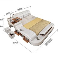 2025 Neu Entworfenes Luxuriöses Leder-Smartbett Multifunktionales Bett Queensize mit Stauraum Massage Musik Maßgefertigte Schlafzimmermöbel