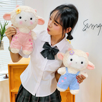 Peluche Mouton Mignonne en Gros du Fabricant avec Fleur Tricotée, Poupée Mouton Rembourrée en Coton PP pour Enfants, Cadeau de Saint-Valentin