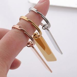 Fashion Metal Strip Keychain Mirror Polish Stainless Steel Lightweight Stamping Blank <b>Keyring</b> for DIY Custom Name Engrave Tags - Product Image 2
