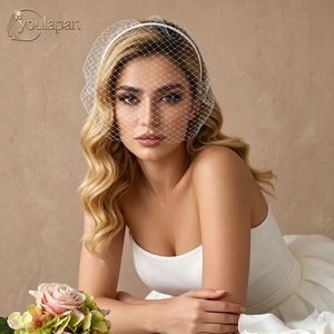 YouLaPan VA06A Voile de mariée en maille blanc et noir <span class=keywords><strong>avec</strong></span> bandeau, style cage à oiseaux, pour femmes, idéal pour les fêtes et mariages - Grande Vente - Product Image 3