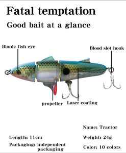11cm 24g flottant trois sections hélice <span class=keywords><strong>Surface</strong></span> tracteur appât dur longue distance coulée <span class=keywords><strong>leurre</strong></span> appât <span class=keywords><strong>pour</strong></span> bar noir - Product Image 2