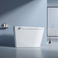 WC intelligent en céramique entièrement automatique et intégré, avec télécommande, chasse d'eau super-swirl, chauffage de siège, lavage féminin et cuvette allongée