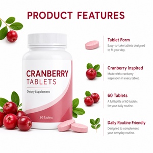 Comprimés d'extrait de canneberge, vitamine C, zéaxanthine, sélénium, cuivre 36%, 2 comprimés par portion, 60 comprimés, complément alimentaire pour adultes, usage quotidien - Product Image 3