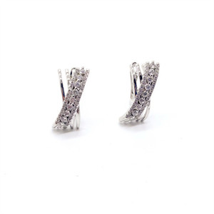 Uyn Uyn Geometric X Shape <b>Clip</b> On Earrings Gold <b>Silver</b> Zircon Inlay Everyday Wear - Product Image 5