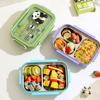 Boîte à bento personnalisée à 3 compartiments en acier inoxydable 316 pour écoliers Conteneur à lunch portable Boîte à lunch pour enfants avec couverts