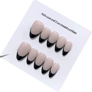Venta al por mayor, 10 Uds., <span class=keywords><strong>uñas</strong></span> <span class=keywords><strong>de</strong></span> gel pintadas a mano, <span class=keywords><strong>uñas</strong></span> acrílicas hechas a mano francesas amarillas desnudas, prensa <span class=keywords><strong>de</strong></span> alta calidad - Product Image 2