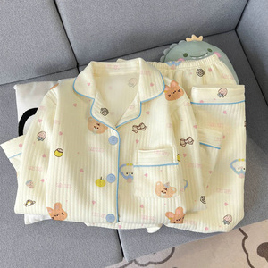 Piyama Beludru Katun Ringan Motif Kartun Kecil Lucu untuk Wanita; Pakaian Luar Ruangan Lengan Panjang Tebal; Set Pakaian Rumah Nyaman untuk Musim Gugur - Product Image 4