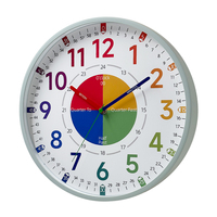 Jam belajar warna-warni 10 inci untuk anak-anak kamar tidur anak-anak jam mengajar anak-anak jam dinding edukasi senyap plastik jam dinding kustom