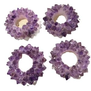 <strong>Amethyst</strong> Tea Light Candle Holder Rough <strong>Crystal</strong> Points Genuine Gemstones Brazil <strong>Amethyst</strong> Point Extra <strong>Large</strong> Candle Holder - Product Image 5