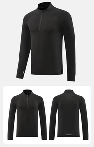 Polyester Spandex Zip Automne Grande Taille Léger Coupe-Vent <span class=keywords><strong>Fitness</strong></span> Course Imprimé Séchage Rapide Personnalisé Manches Longues Hommes Sport - Product Image 2