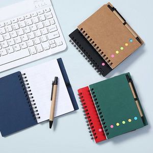 สมุดโน้ตสันห่วงขนาด 4.5 x 5.5 นิ้ว ปกกระดาษคราฟท์ พร้อมกระดาษโน้ตแบบมีกาว แถบสีต่างๆ ของขวัญส่งเสริมการขายขายส่งสำหรับผู้ใช้ปากกา - Product Image 4