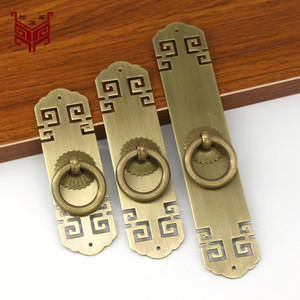 Chinese Style <b>Brass</b> Cabinet <b>Door</b> Handle Rectangle Single Hole Durable <b>Antique</b> Bronze Finish - Product Image 2