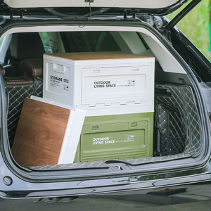 Caja de almacenamiento de plástico PP creativa de Corea contenedor de almacenamiento plegable al aire libre con tapa de madera para acampar forma rectangular - Product Image 6