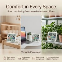 Mini thermomètre hygromètre numérique à écran tactile LCD, jauge d'humidité intérieure, moniteur de température, horloge, météo de bureau, en plastique