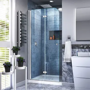 新产品浴室淋浴门走在浴缸折叠铰链玻璃淋浴屏