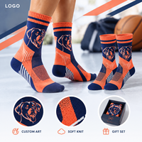 Chaussettes fantaisie amusantes orange marine avec motif animalier, en tricot, idéales comme cadeau, impression originale, marque privée, commande personnalisée, approbation de la coupe