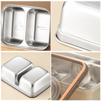 Boîte à lunch isotherme en acier inoxydable à deux compartiments, boîte à bento pour enfants, conteneur portable pour enfants, vente chaude