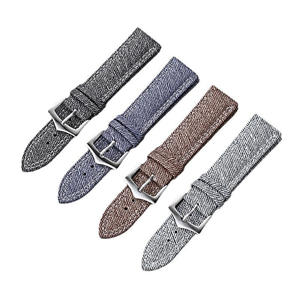 ライオンルム レザーウォッチストラップ 新型高級キャンバスウォッチストラップ 18mm 20mm 22mm デニムウォッチバンド アクセサリー 工場卸売 - Product Image 5