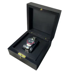 Высококачественная черная деревянная коробка для часов, подарочный футляр для часов роскошного бренда с аксессуарными сертификатами и сумками